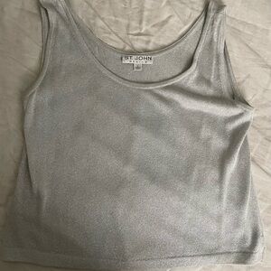St. John basics silver shiny loose tank top